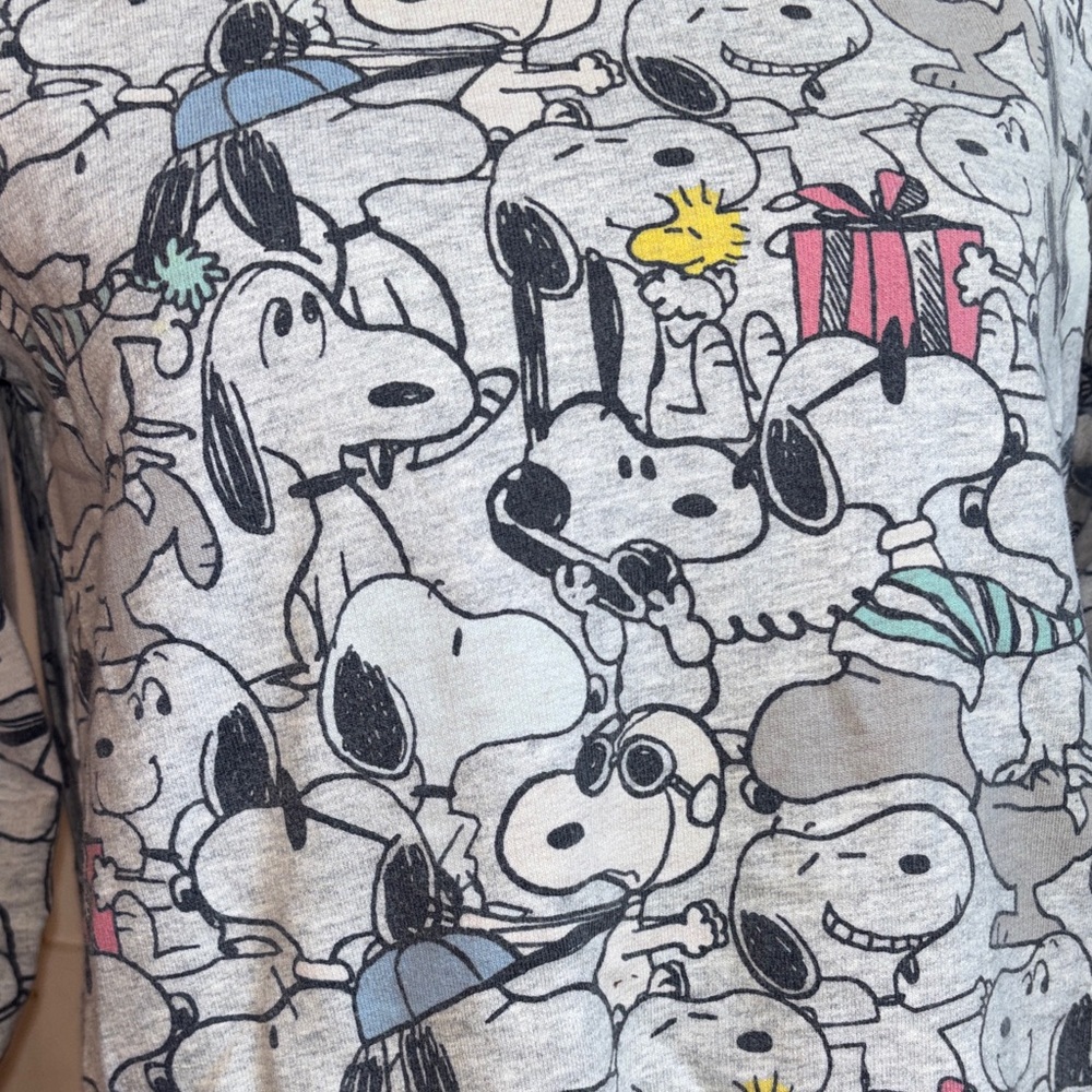 GAP Peanuts Snoopy Woodstock Kids Gray Cartoon Sweatshirt - Picture 6 of 7
